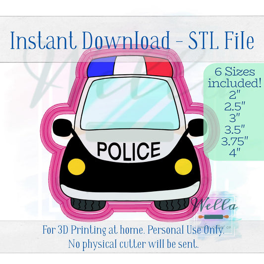 Digital STL File - Police Car Cookie Cutter - 6 Sizes