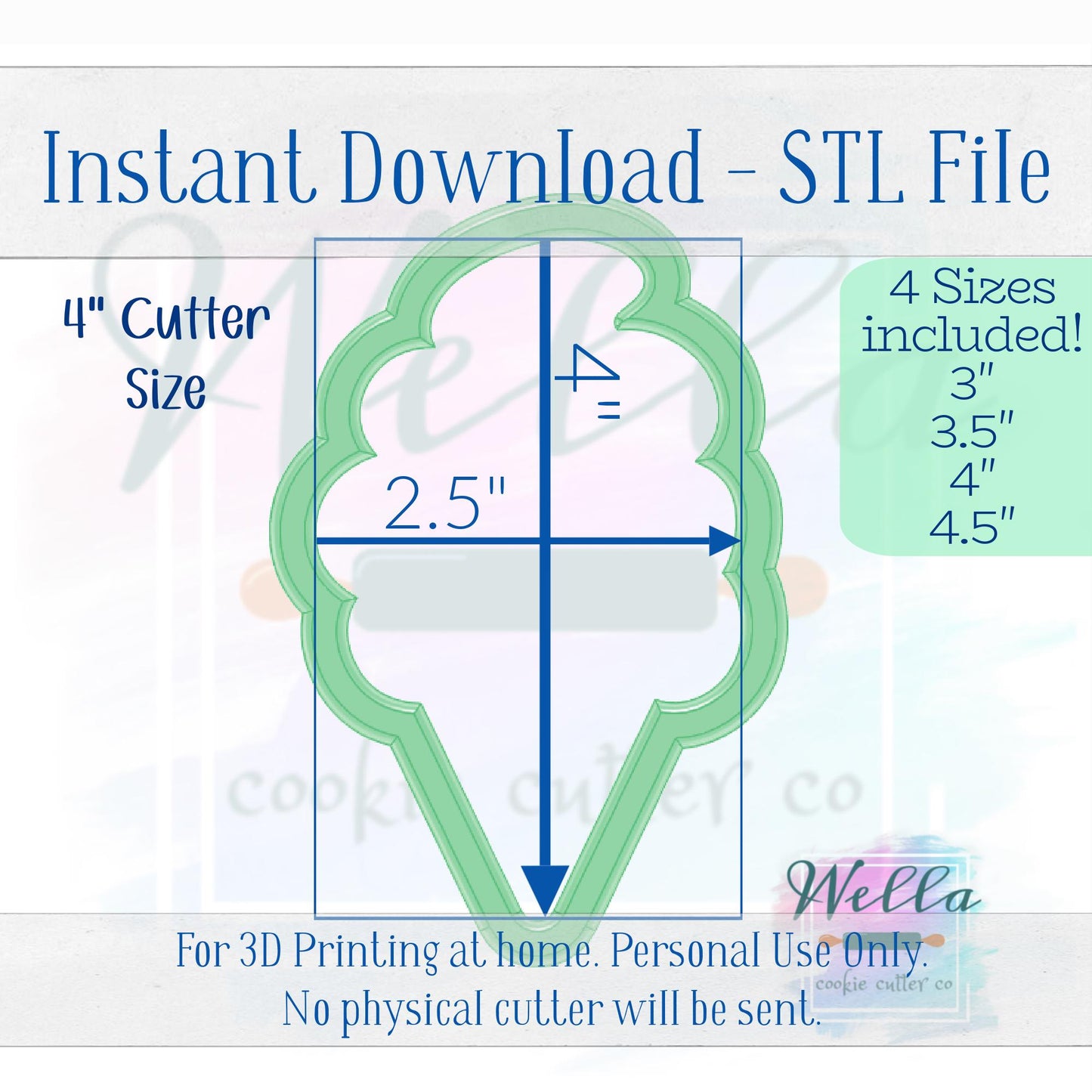 Digital STL Files - Cotton Candy Cookie Cutter - 4 Sizes