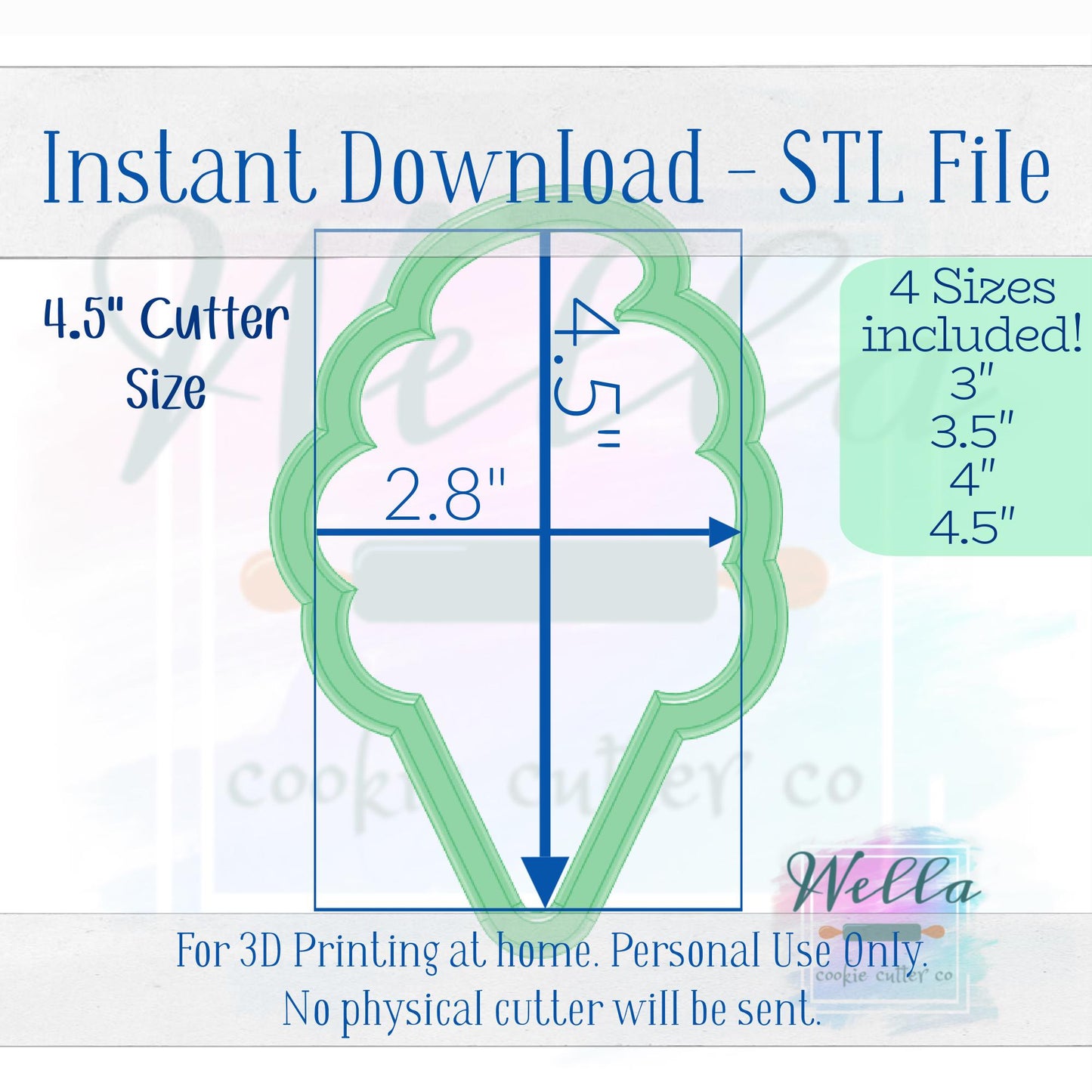 Digital STL Files - Cotton Candy Cookie Cutter - 4 Sizes