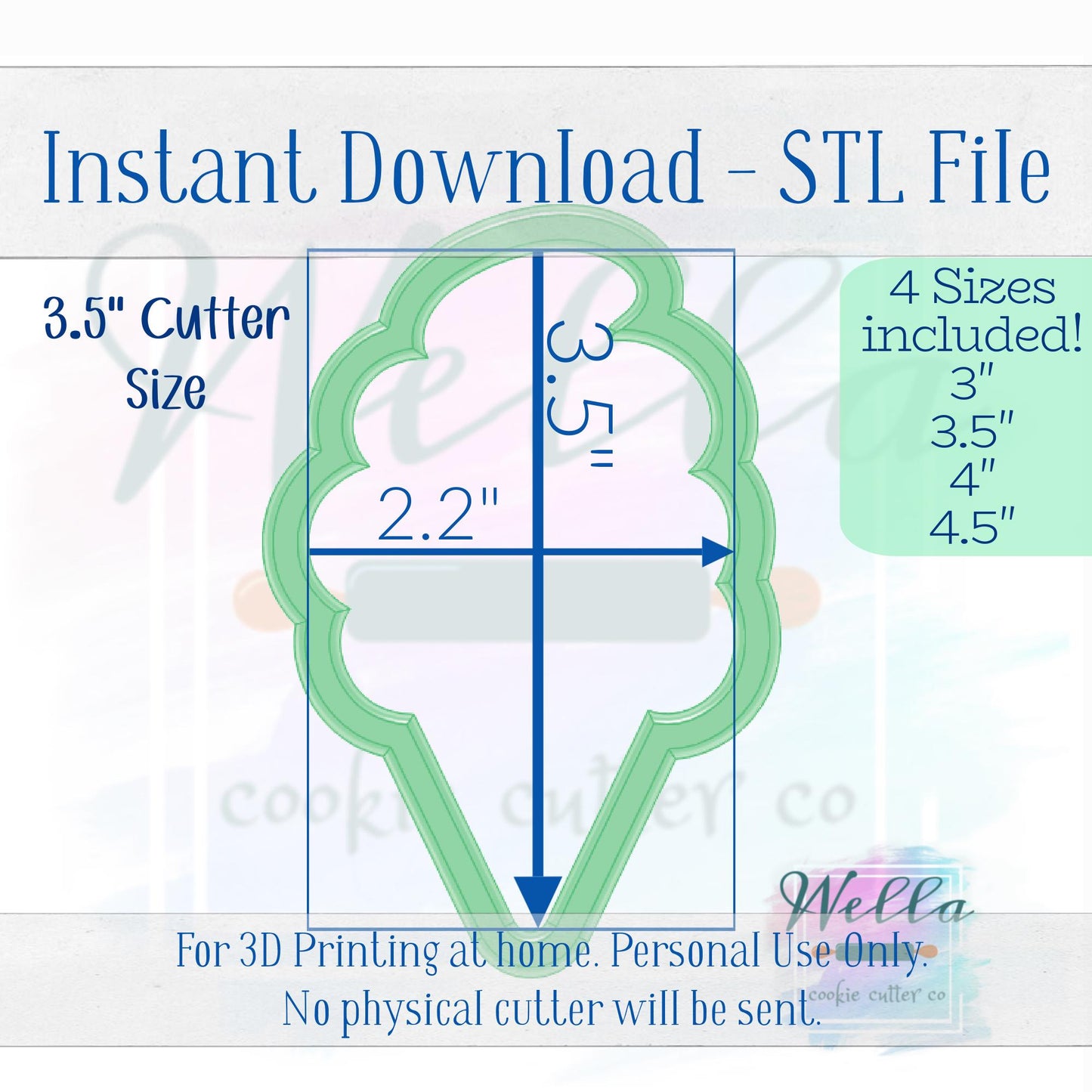 Digital STL Files - Cotton Candy Cookie Cutter - 4 Sizes
