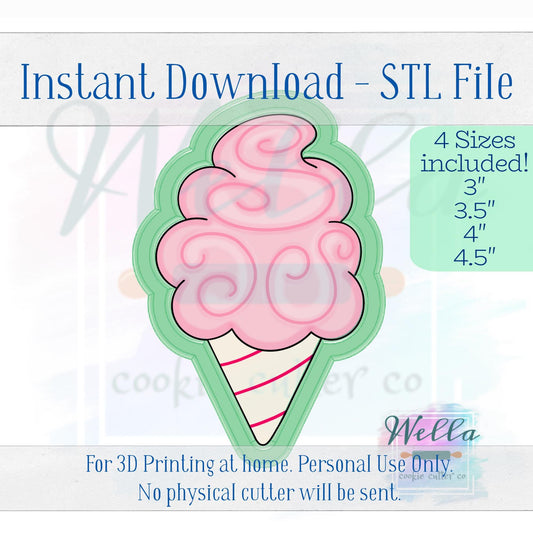 Digital STL Files - Cotton Candy Cookie Cutter - 4 Sizes