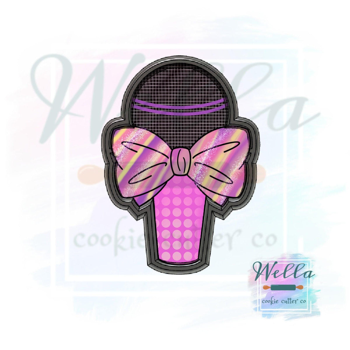 Microphone with Bow Cookie Cutter