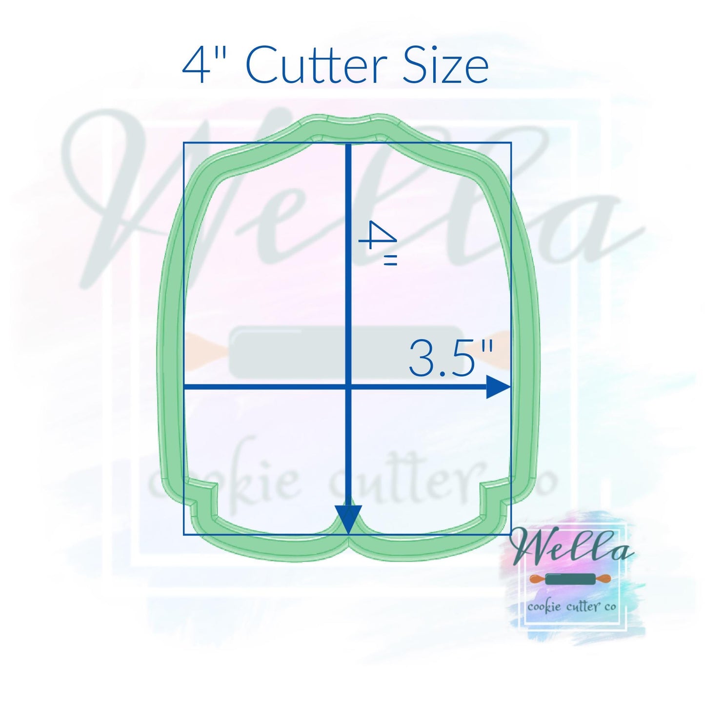 Green Golf Jacket Cookie Cutter with Optional Stencil Guide