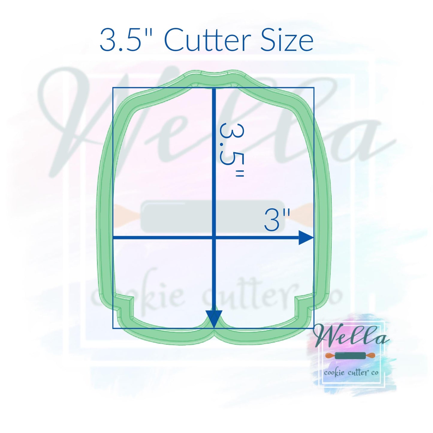 Green Golf Jacket Cookie Cutter with Optional Stencil Guide