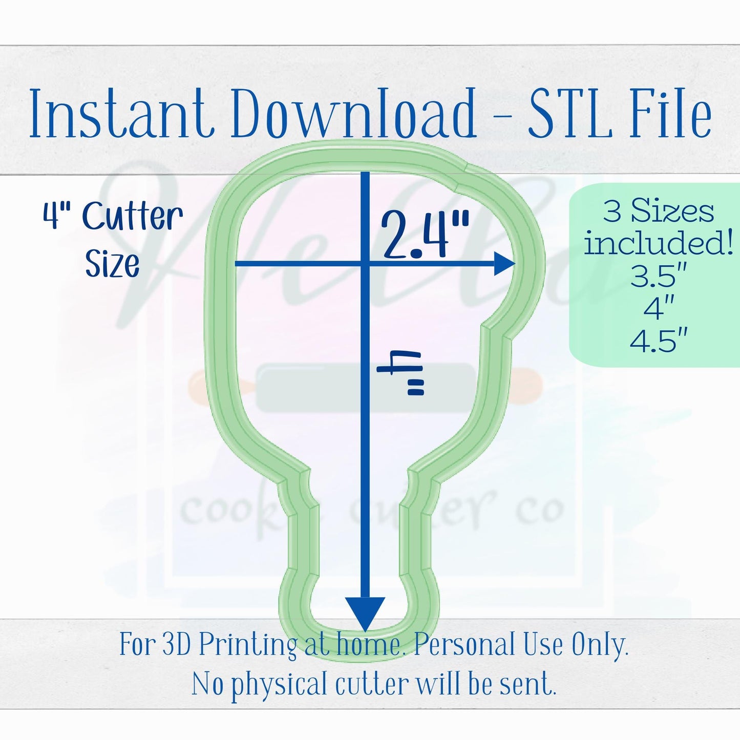 Digital STL File - Pickleball Paddle with Ball Cookie Cutter - 3 Sizes