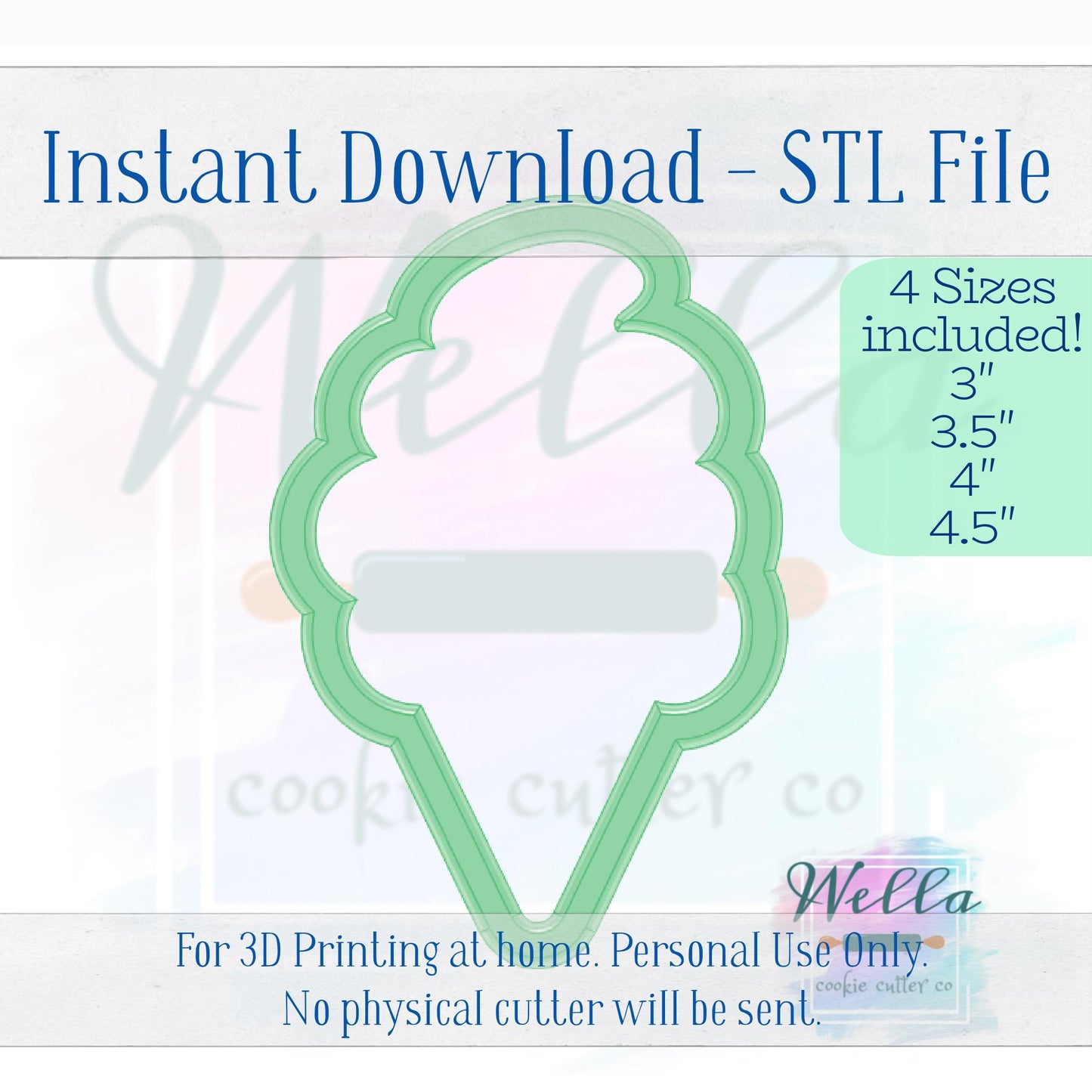 Digital STL Files - Cotton Candy Cookie Cutter - 4 Sizes