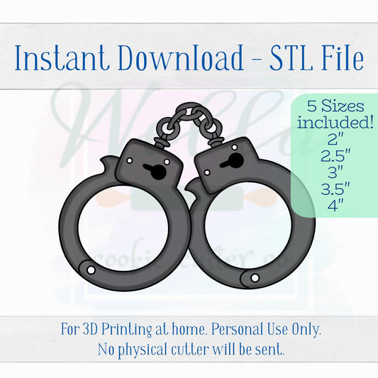 Digital STL File - Handcuffs Cookie Cutter - 5 Sizes