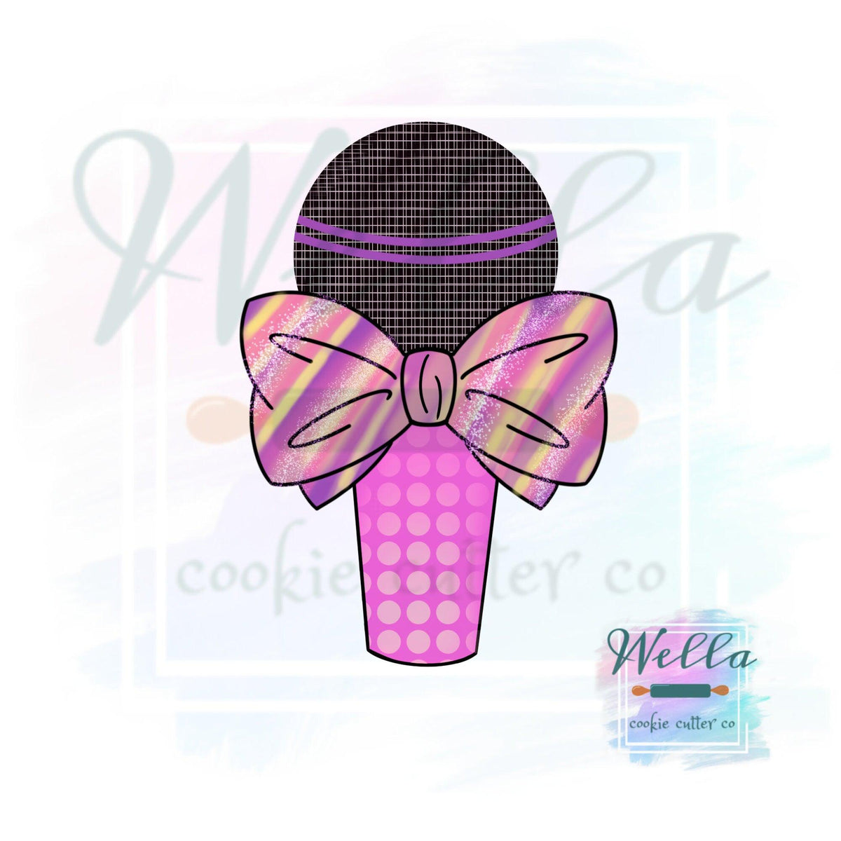 Microphone with Bow Cookie Cutter