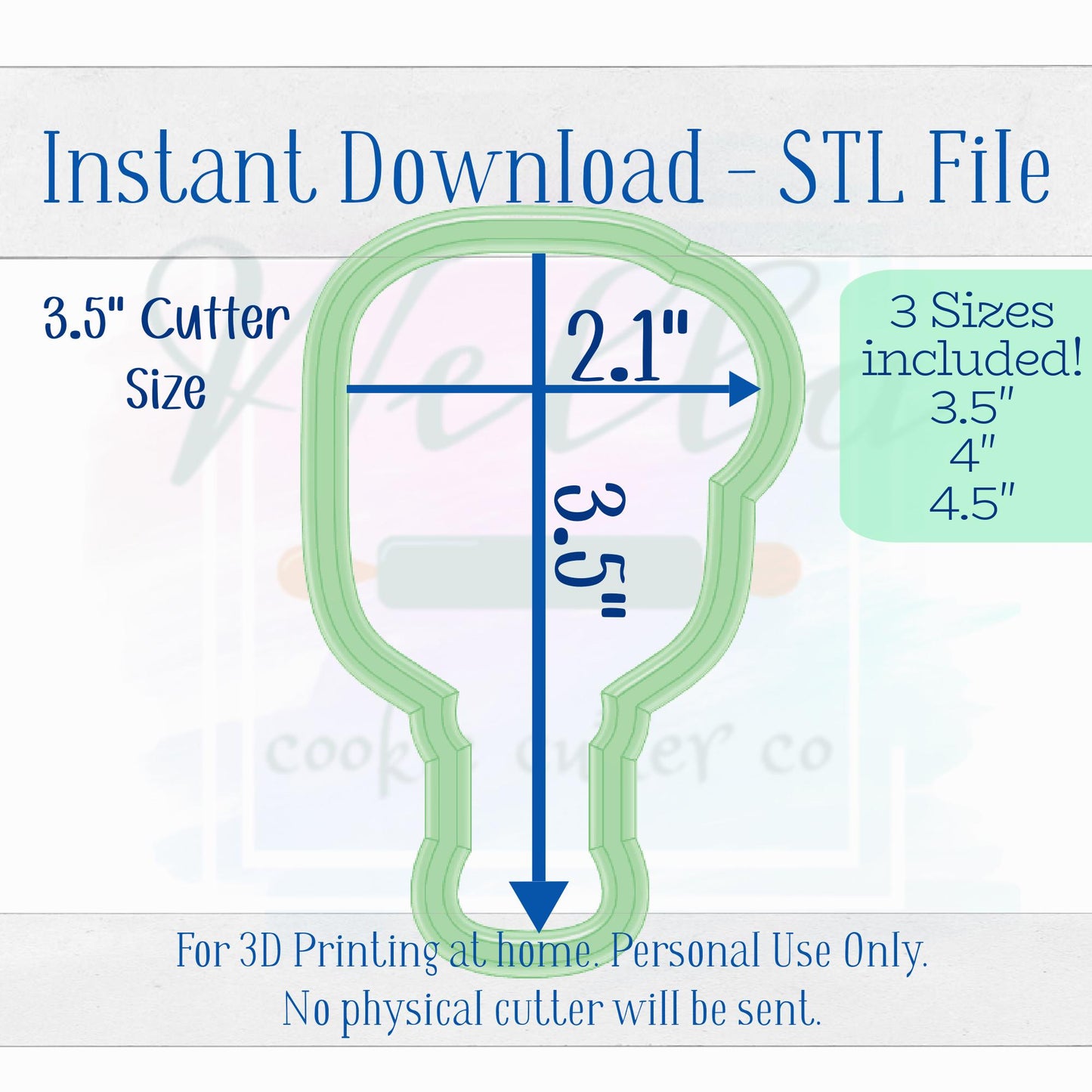 Digital STL File - Pickleball Paddle with Ball Cookie Cutter - 3 Sizes