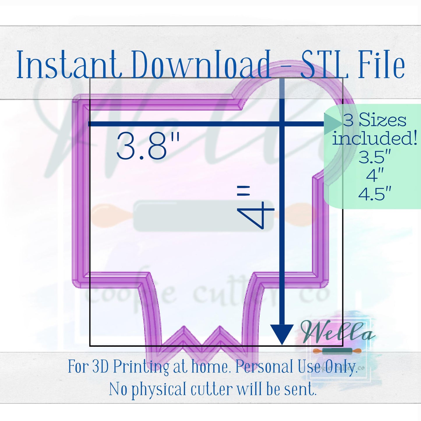 Digital STL File - Basketball Hoop #1 Cookie Cutter - 3 Sizes Included
