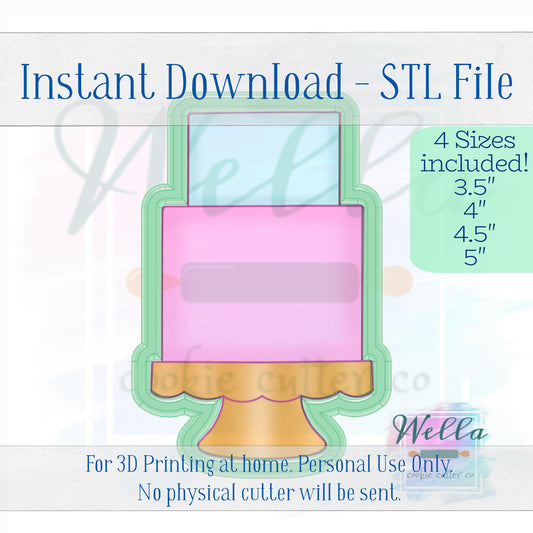 Digital STL File - Cake on Stand #2 Cookie Cutter - 4 Sizes Included