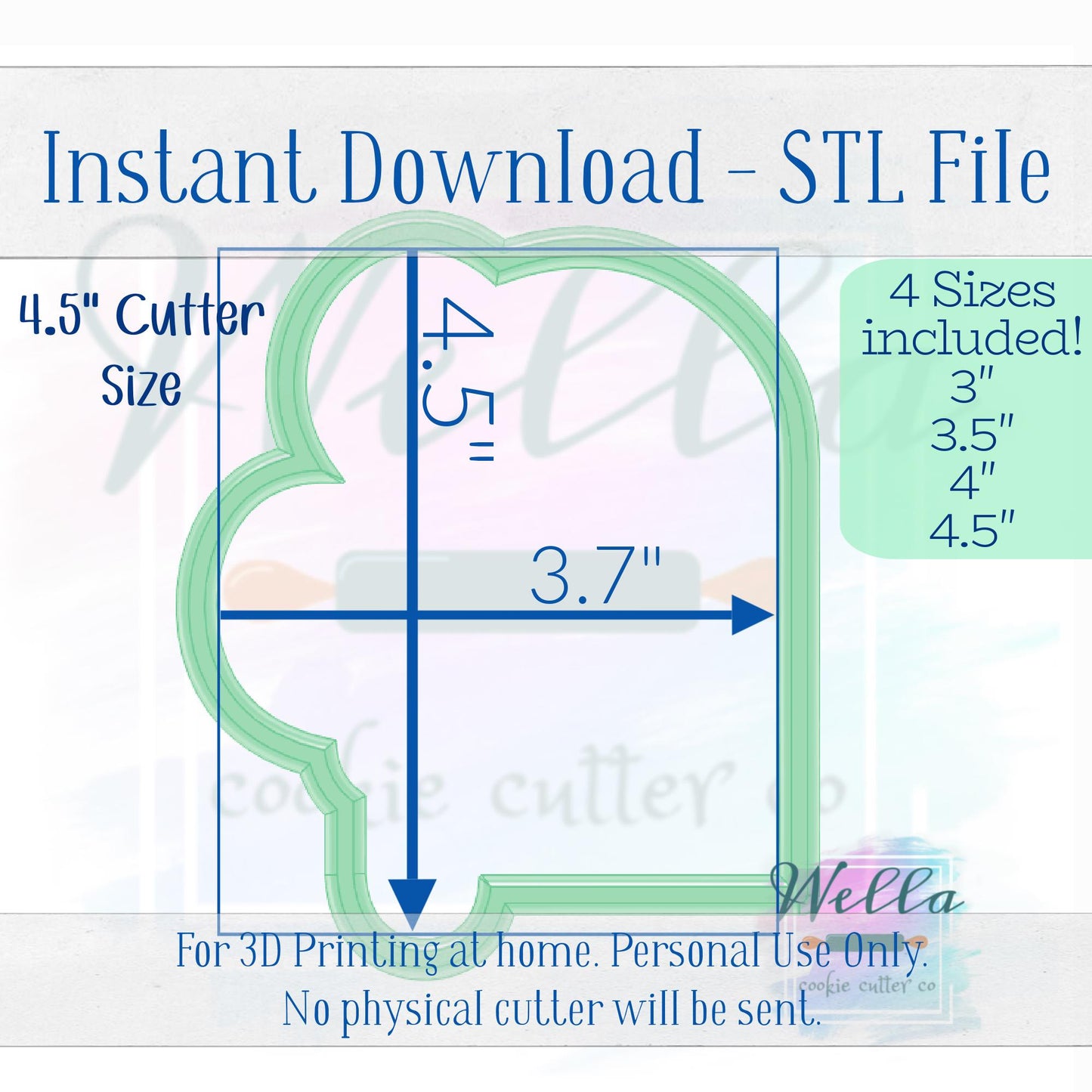 Digital STL File - Balloon Arch Plaque Cookie Cutter - 4 Sizes Included