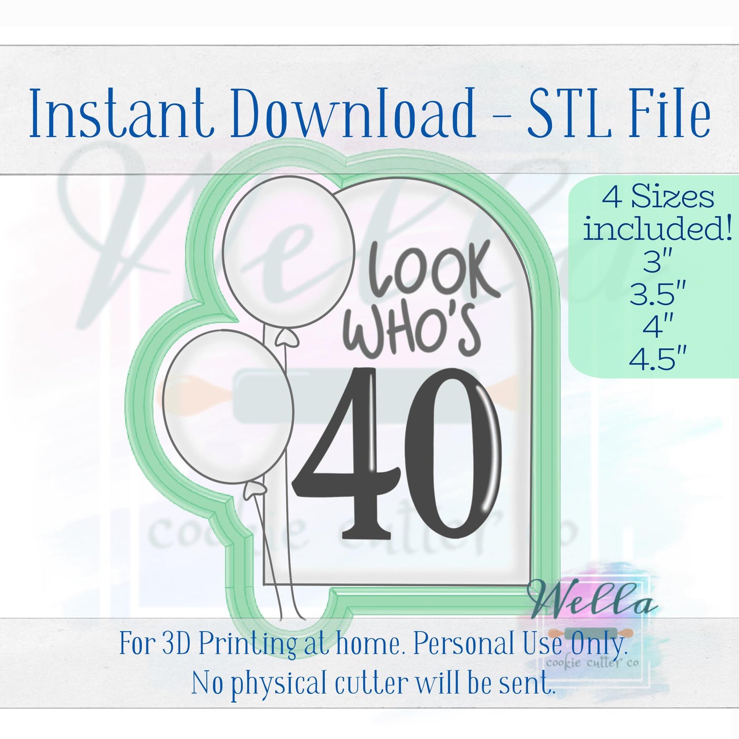 Digital STL File - Balloon Arch Plaque Cookie Cutter - 4 Sizes Included
