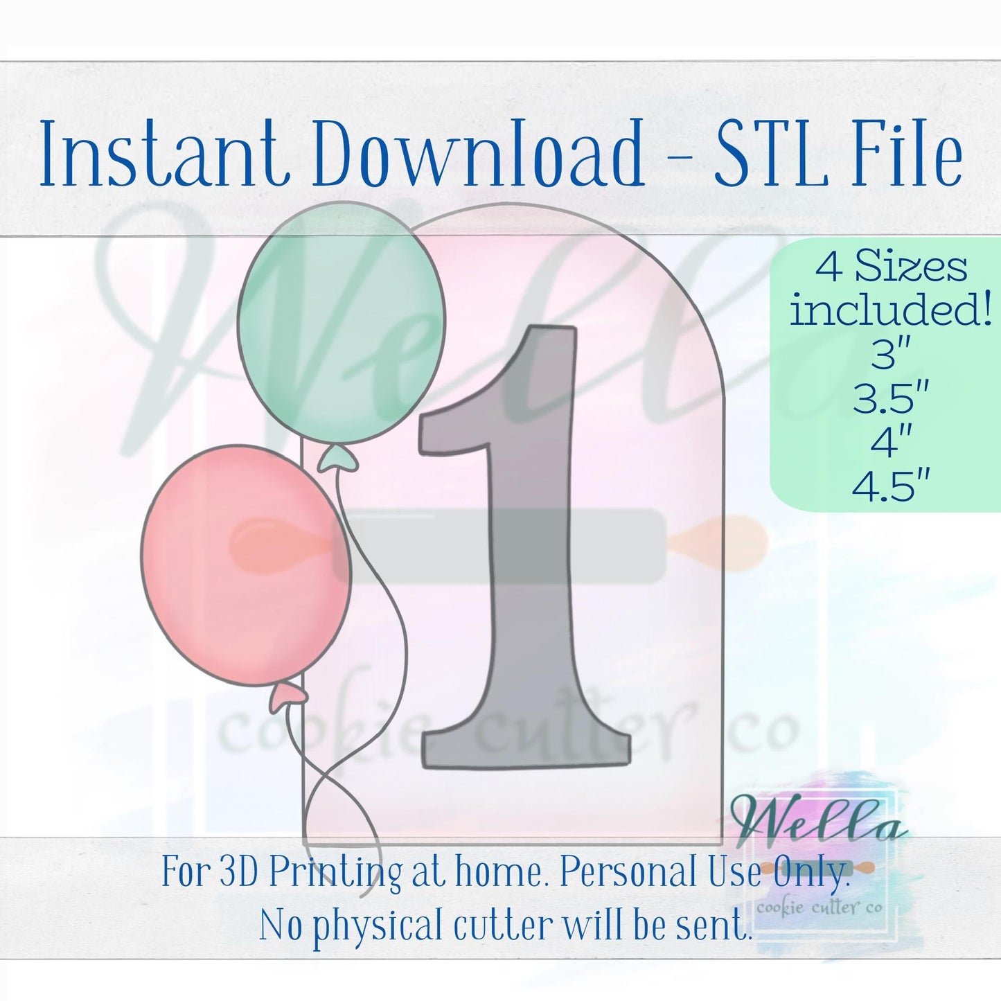 Digital STL File - Balloon Arch Plaque Cookie Cutter - 4 Sizes Included