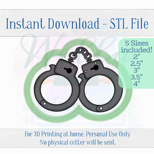 Digital STL File - Handcuffs Cookie Cutter - 5 Sizes