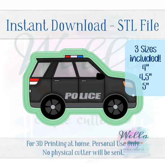 Digital STL File - Police SUV Cookie Cutter - 3 Sizes