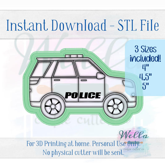 Digital STL File - Police SUV Cookie Cutter - 3 Sizes