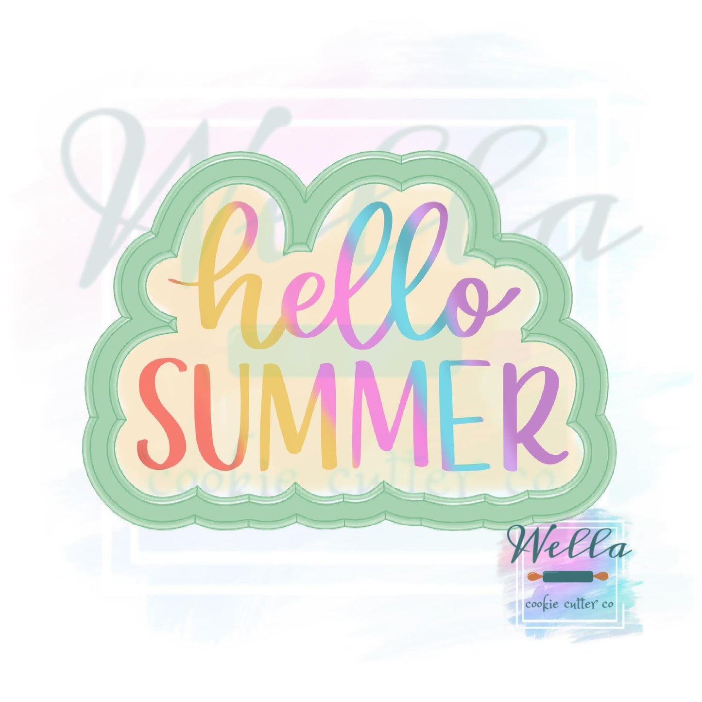 hello SUMMER Cookie Cutter with Optional Stencil