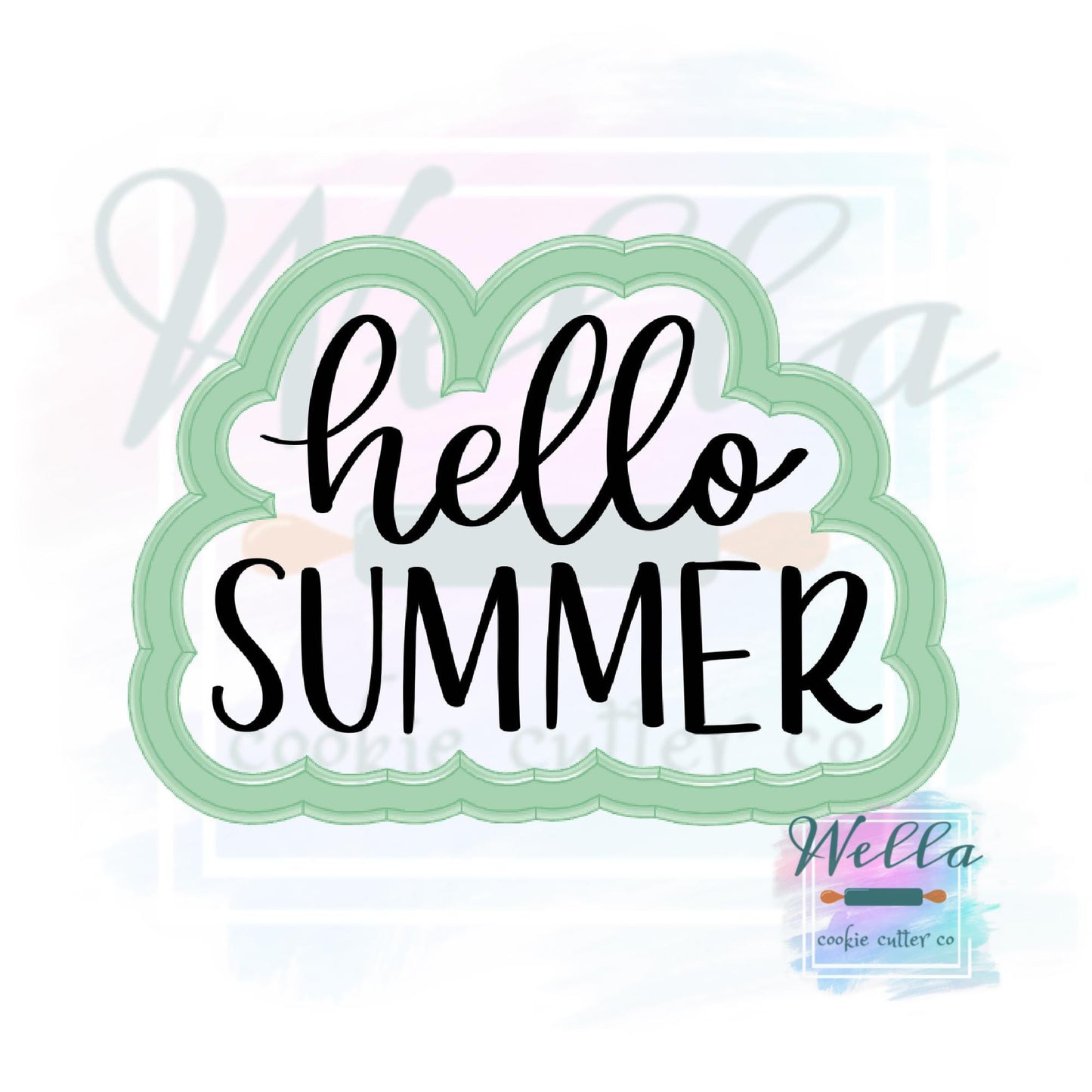 hello SUMMER Cookie Cutter with Optional Stencil