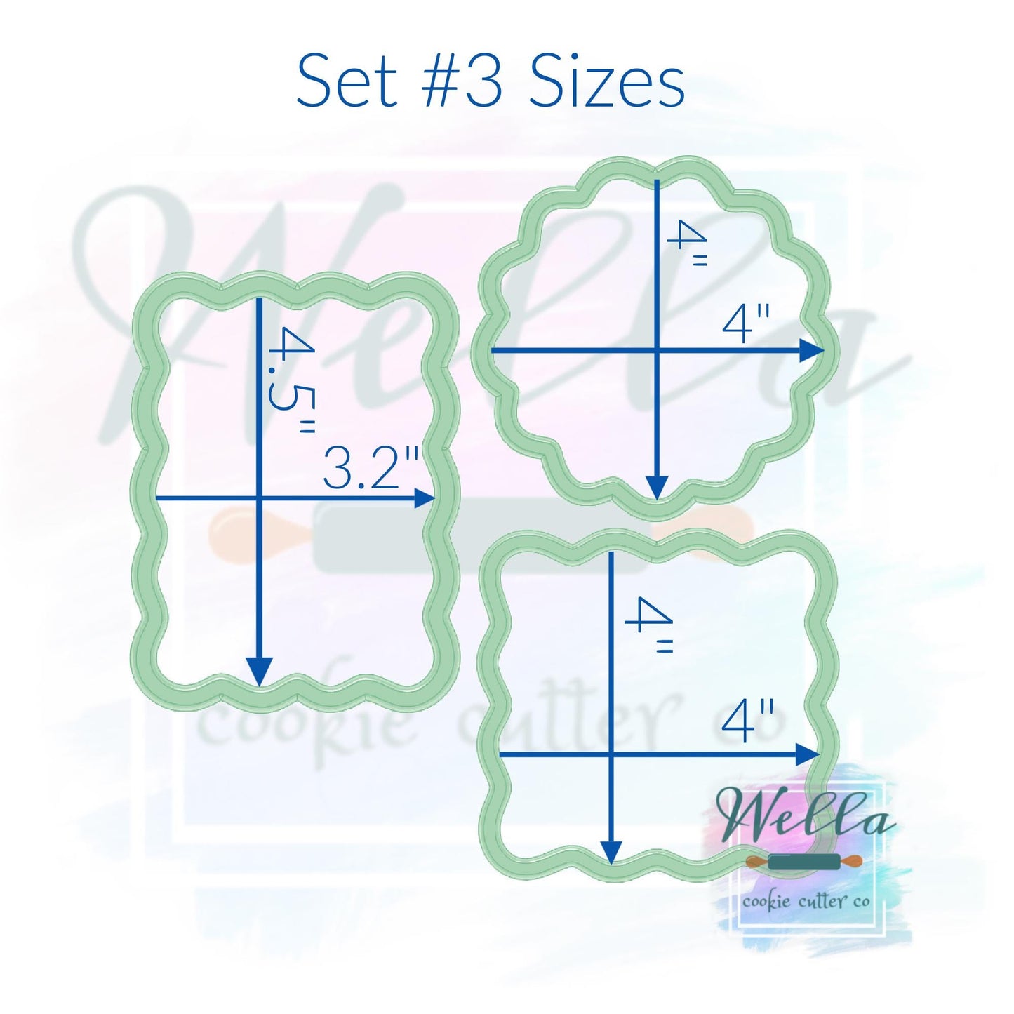 Wavy Plaque Set Cookie Cutters - Set of 3