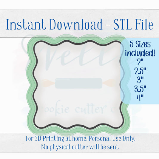 Digital STL File - Wavy Square Cookie Cutter - 5 Sizes Included