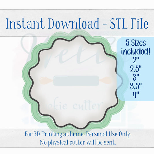 Digital STL File - Wavy Circle Cookie Cutter - 5 Sizes Included