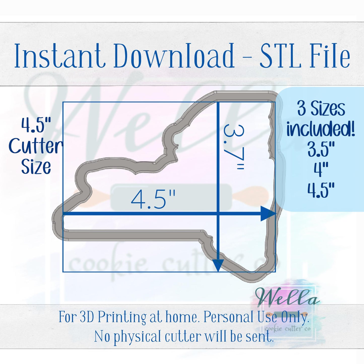 Digital STL File - State of New York Cookie Cutter - 3 Sizes