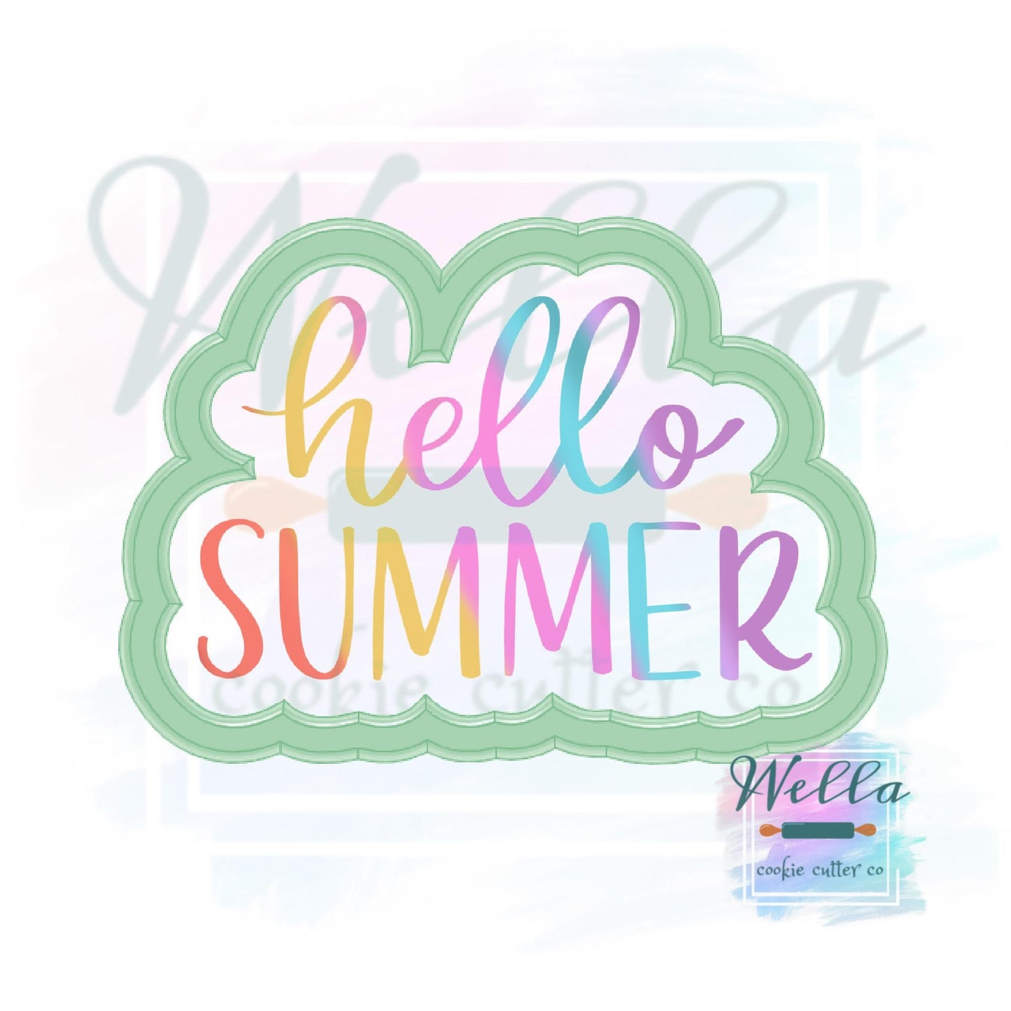 hello SUMMER Cookie Cutter with Optional Stencil