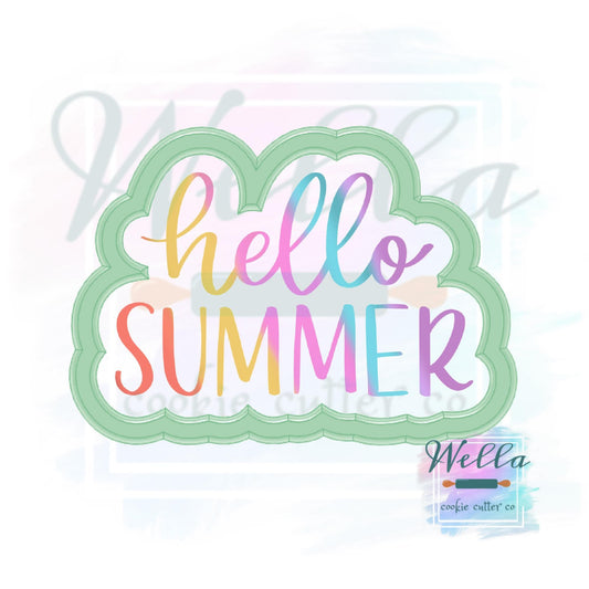 hello SUMMER Cookie Cutter with Optional Stencil