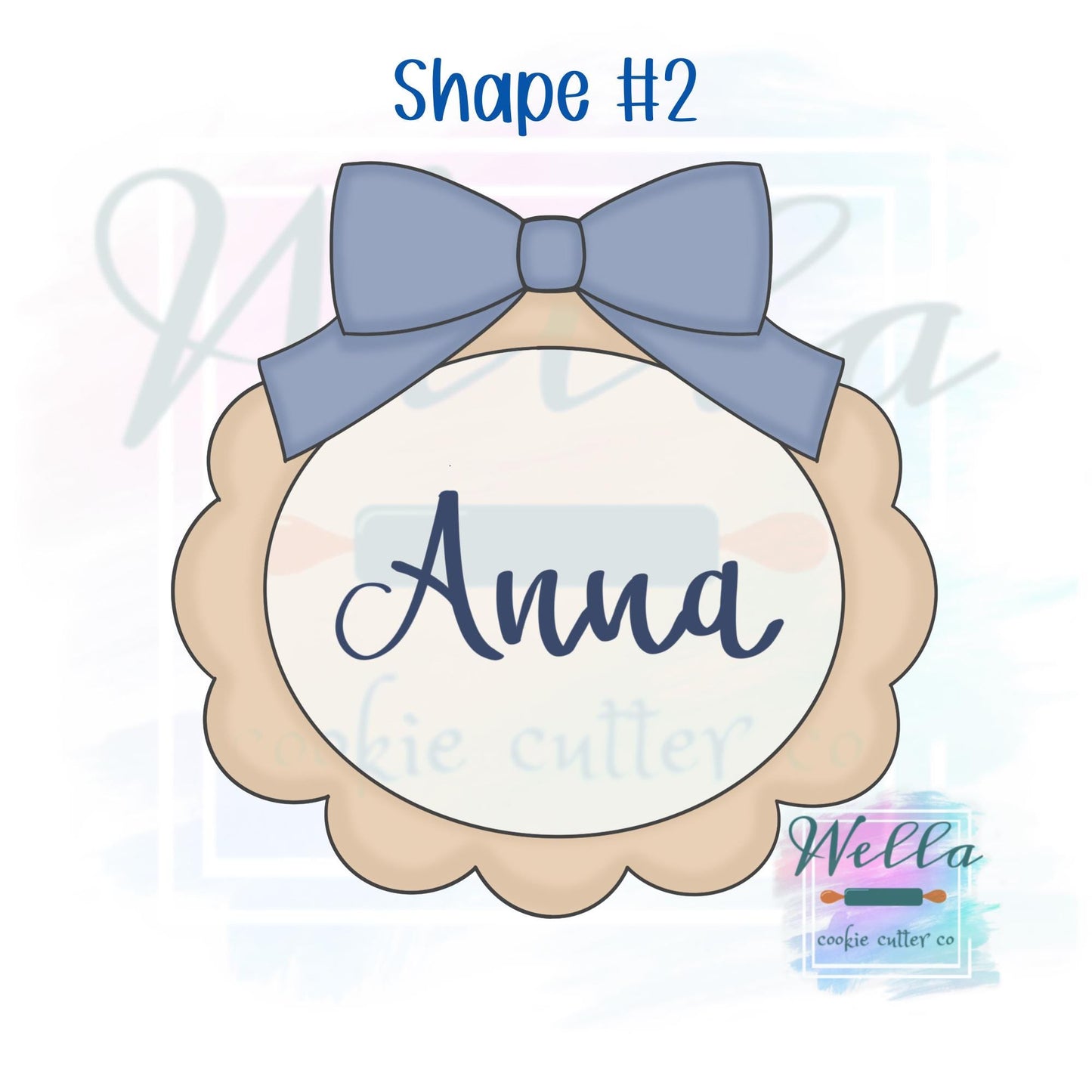Anna Scalloped Bow Plaque Set Cookie Cutters - 2 Shape Options
