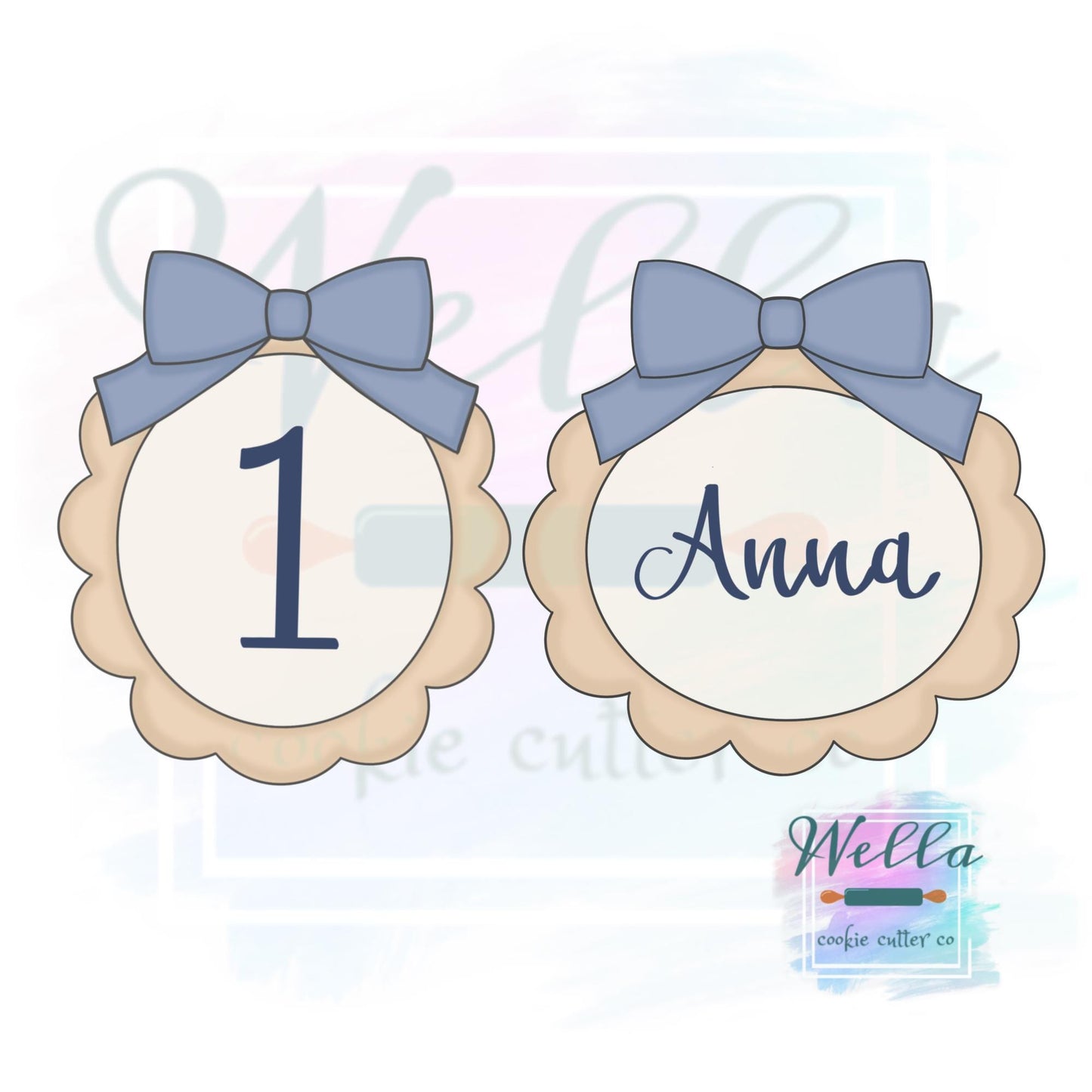 Anna Scalloped Bow Plaque Set Cookie Cutters - 2 Shape Options
