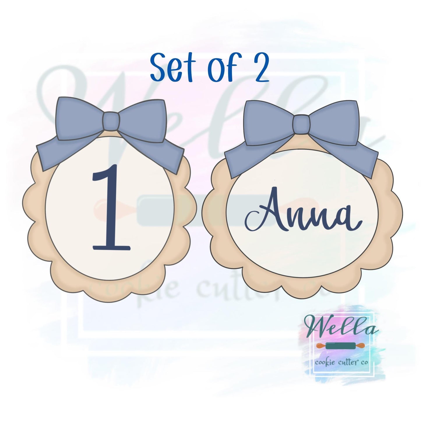 Anna Scalloped Bow Plaque Set Cookie Cutters - 2 Shape Options