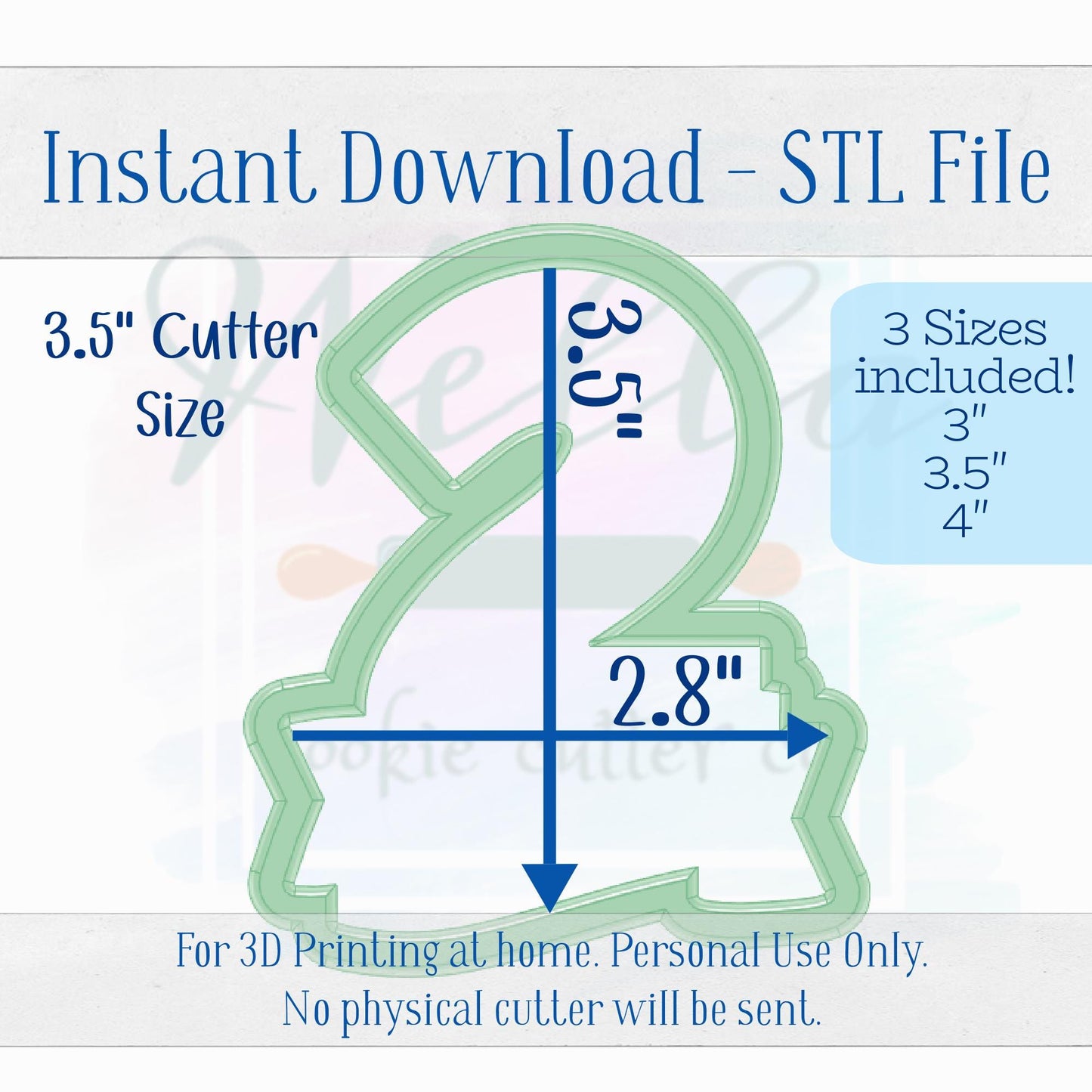Digital STL File - Number 2 with Banner Cookie Cutter - 3 Sizes