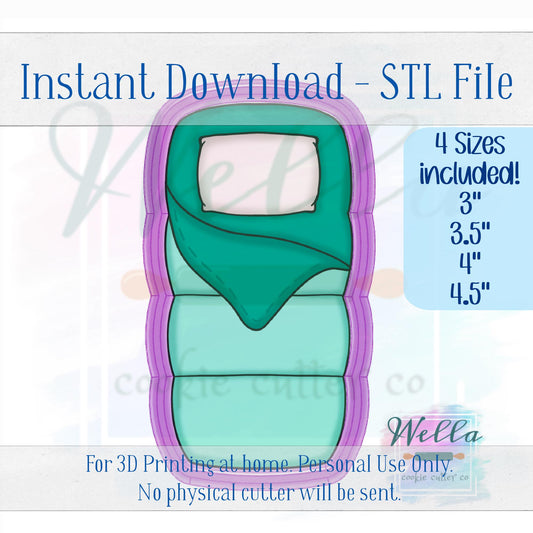 Digital STL File - Sleeping Bag Cookie Cutter - 4 Sizes