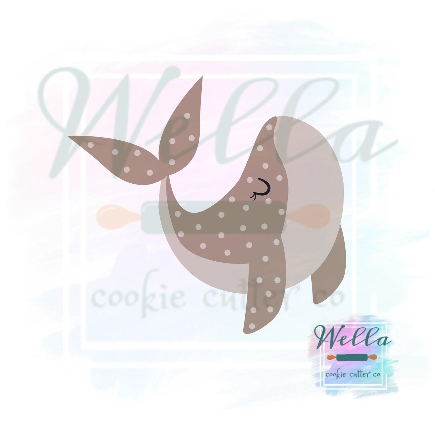 Gray Whale BOHO Cookie Cutter, Cute Whale Cookie Cutter, Whimsical Whale Cutter