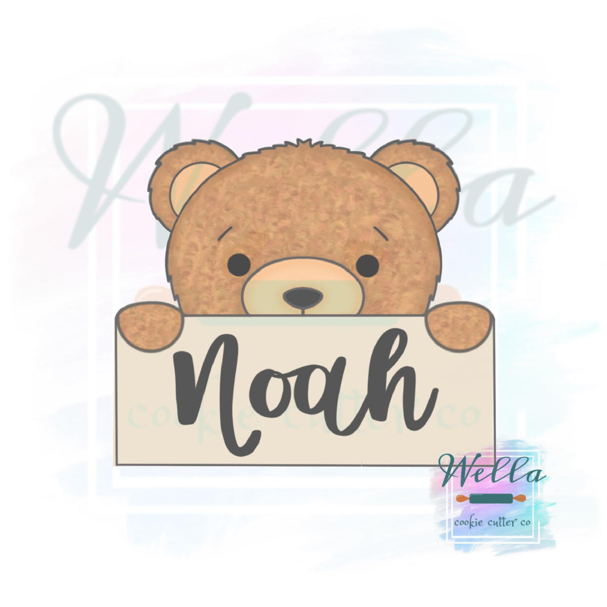 Peeking Bear Name Plaque Cookie Cutter