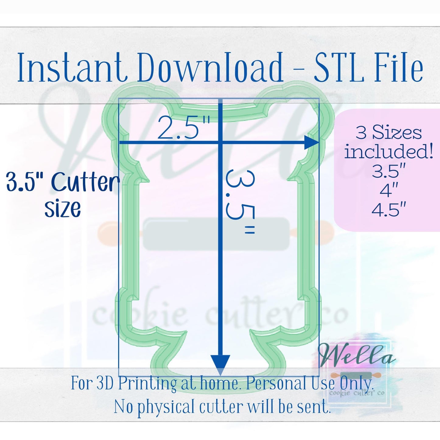 Digital STL File - Cake on Stand #3 with Banner Cookie Cutter - 3 Sizes Included