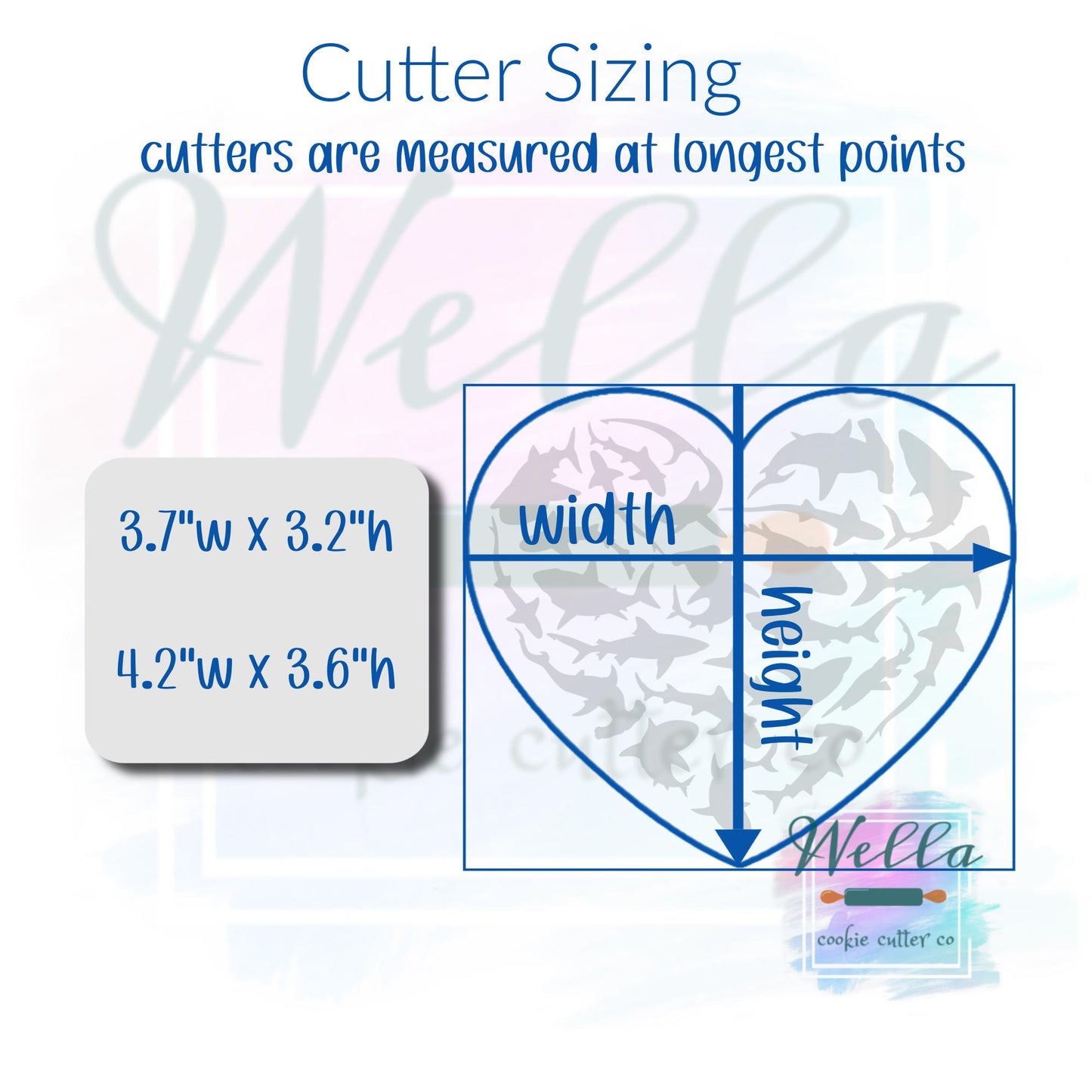 Shark Heart Cookie Cutter with Stencil