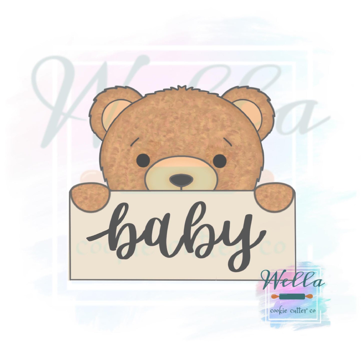 Peeking Bear Name Plaque Cookie Cutter