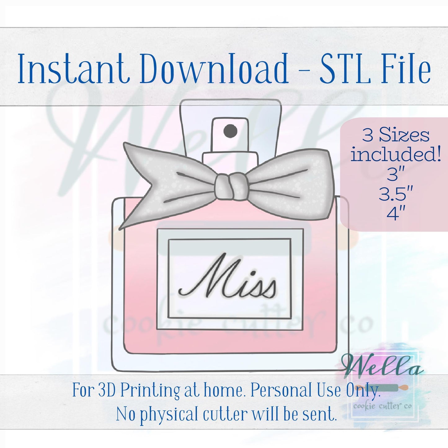 Digital STL File - Perfume Bottle Cookie Cutter - 4 Sizes