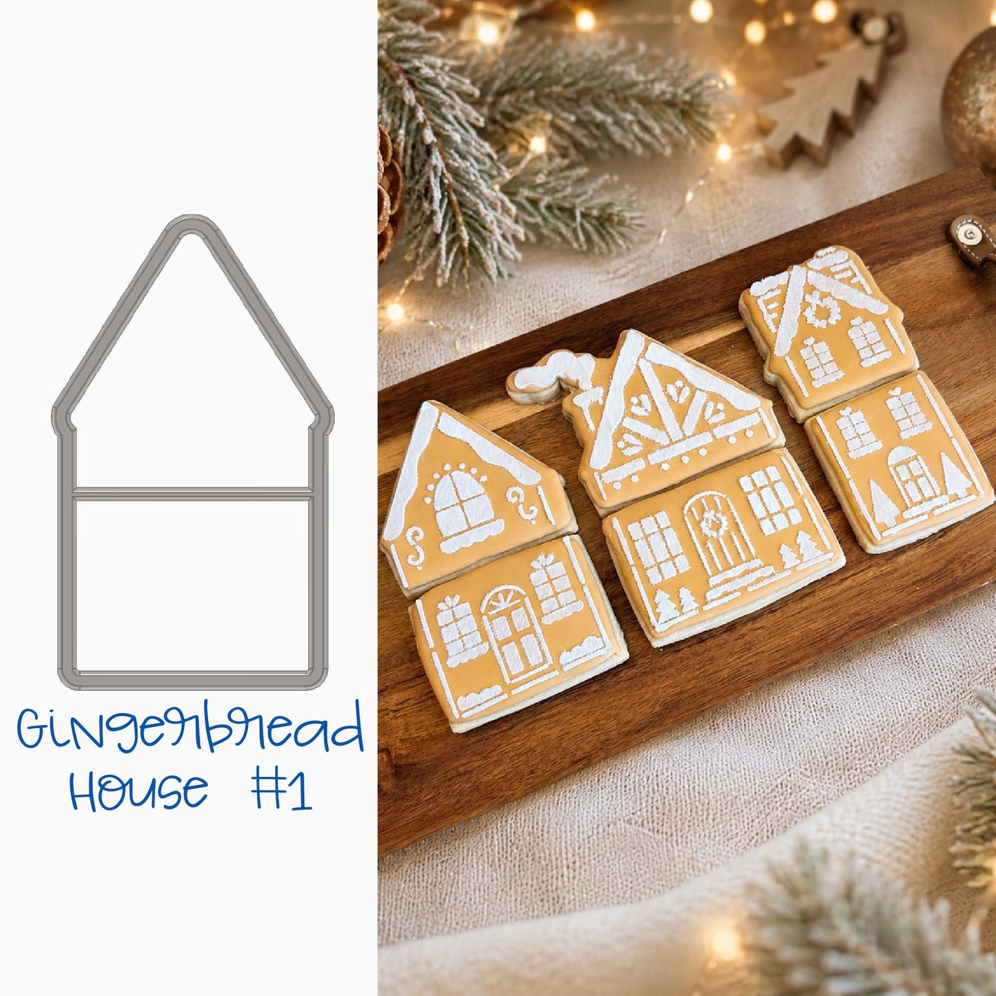 Gingerbread Town Cookie Cutters & Stencil Set