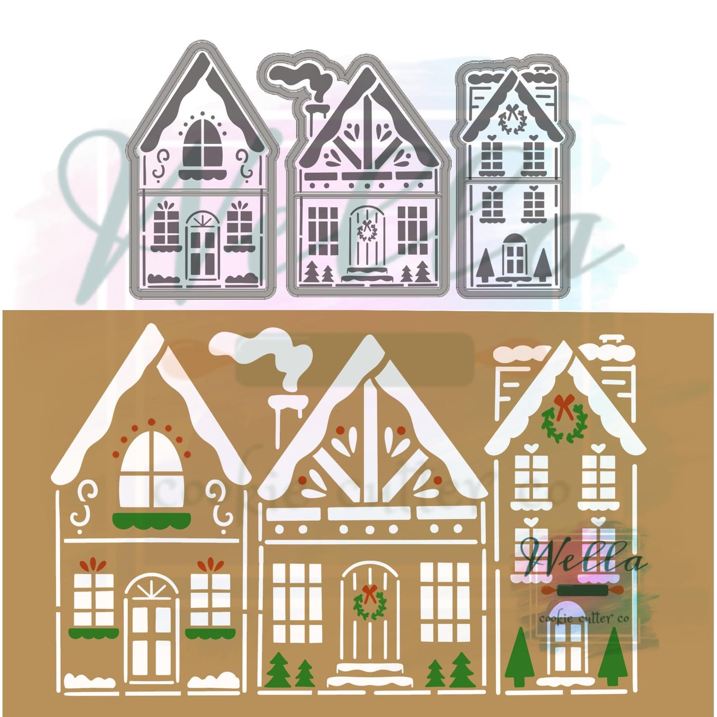 Gingerbread Town Cookie Cutters & Stencil Set