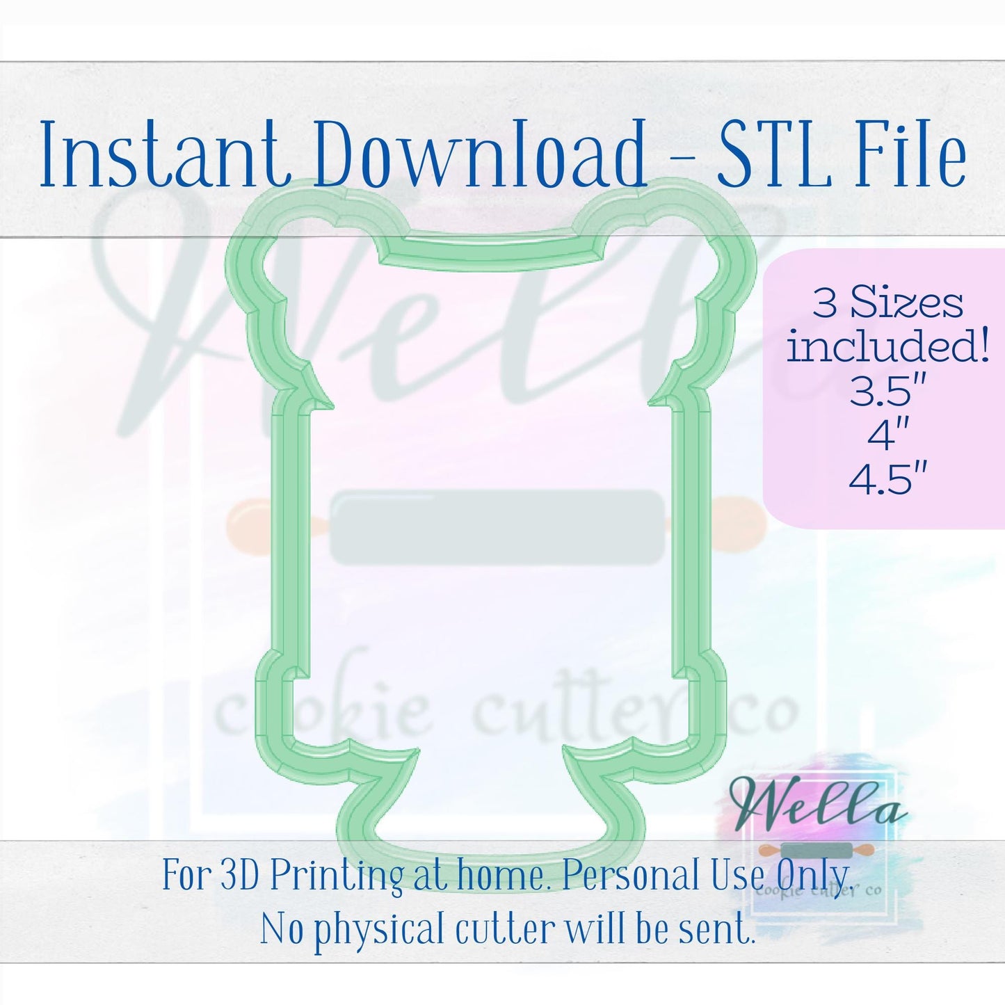Digital STL File - Cake on Stand #3 with Banner Cookie Cutter - 3 Sizes Included