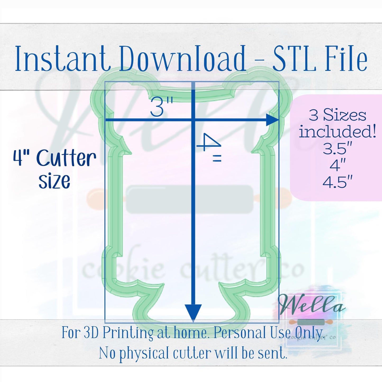 Digital STL File - Cake on Stand #3 with Banner Cookie Cutter - 3 Sizes Included