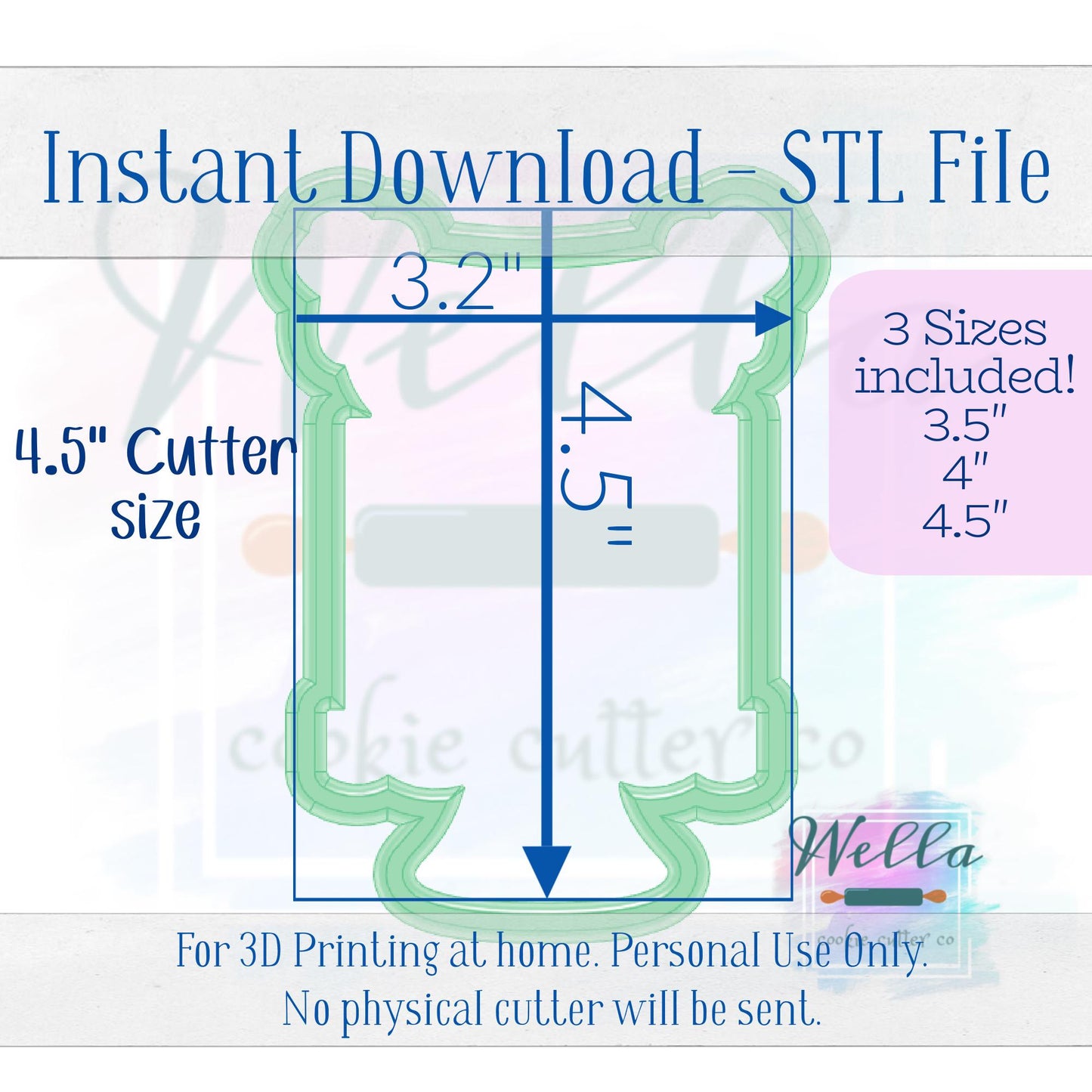 Digital STL File - Cake on Stand #3 with Banner Cookie Cutter - 3 Sizes Included