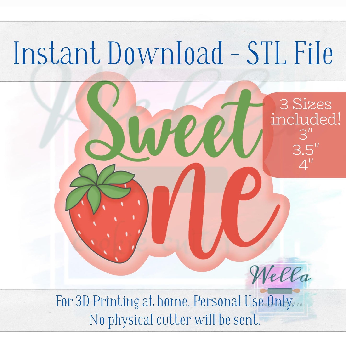 Digital STL File - Sweet One Cookie Cutter - 3 Sizes