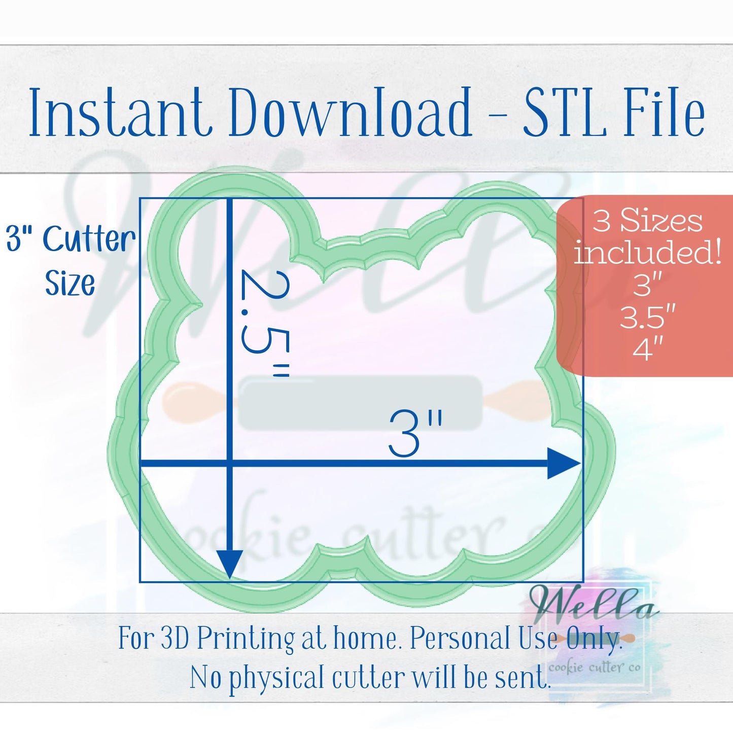 Digital STL File - Sweet One Cookie Cutter - 3 Sizes