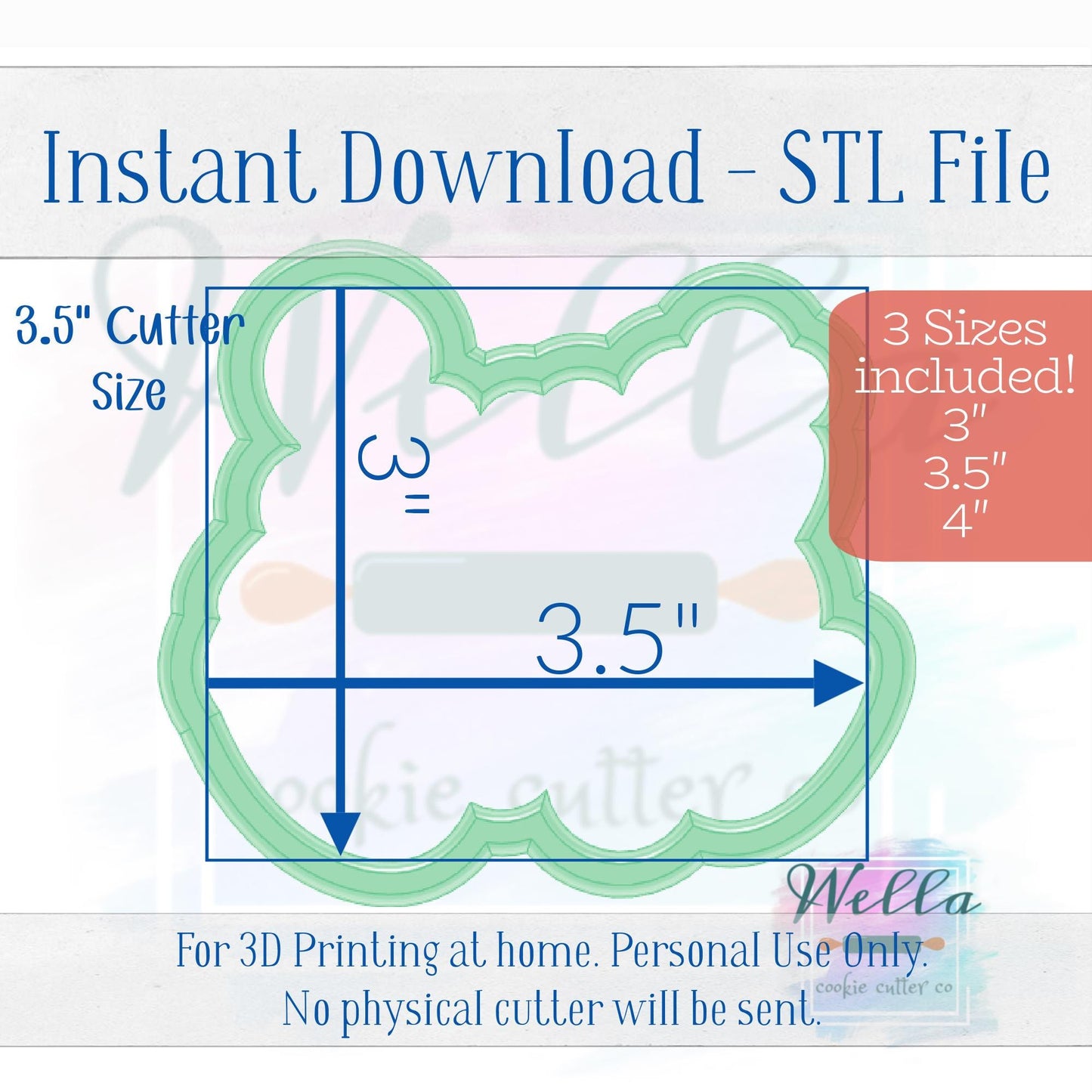 Digital STL File - Sweet One Cookie Cutter - 3 Sizes