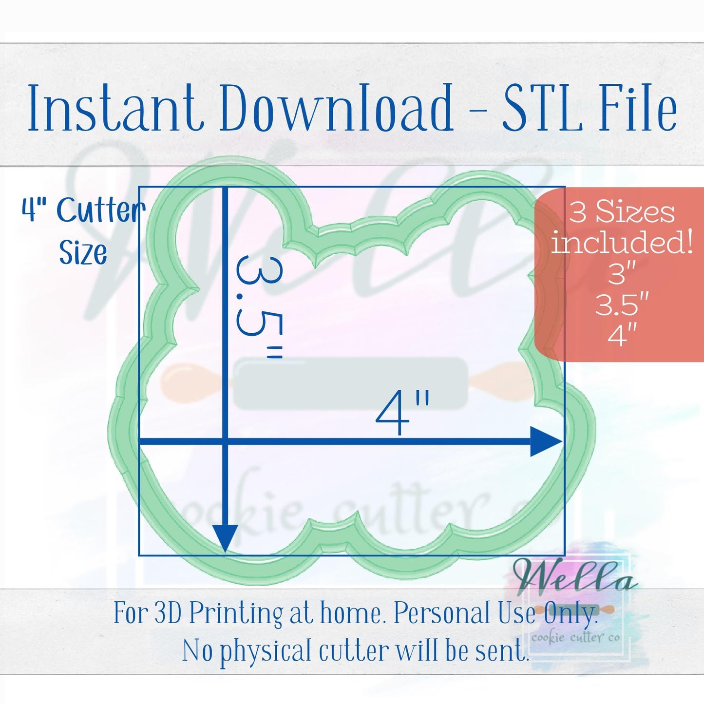 Digital STL File - Sweet One Cookie Cutter - 3 Sizes