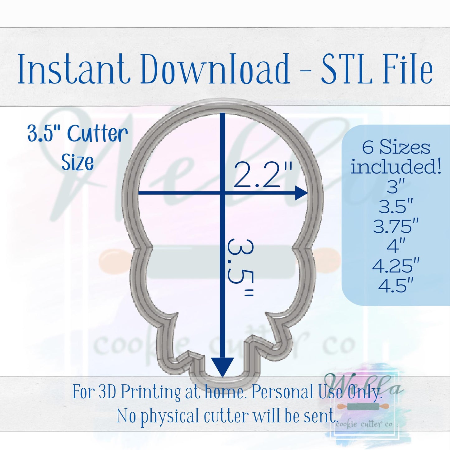 Digital STL File - Lollipop with Bow Cookie Cutter- 6 Sizes